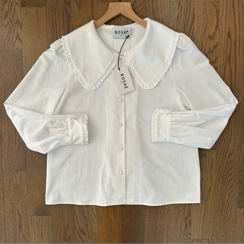 NWT Rosaé Paris Top Le Notre Dame Collared Blouse in White Size FR 38 / US 6